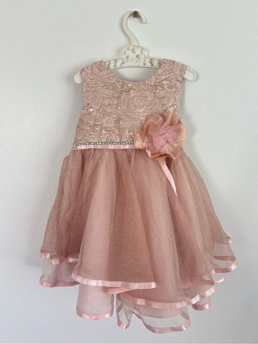 ✨3/$25✨ Rare Editions blush pink and rose gold baby girl dress